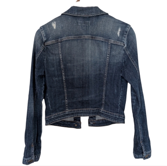 Guess Jean Jacket Vintage Y2K Mid Blue Distressed Flap Pockets Women's Small - Picture 3 of 15